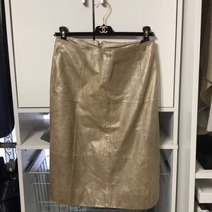 CHANEL leather Gold beige leather skirt 8